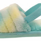 Isis Girls Open Toe Slingback Kids Fur Sandals Slippers Green
