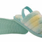Isis Girls Open Toe Slingback Kids Fur Sandals Slippers Green