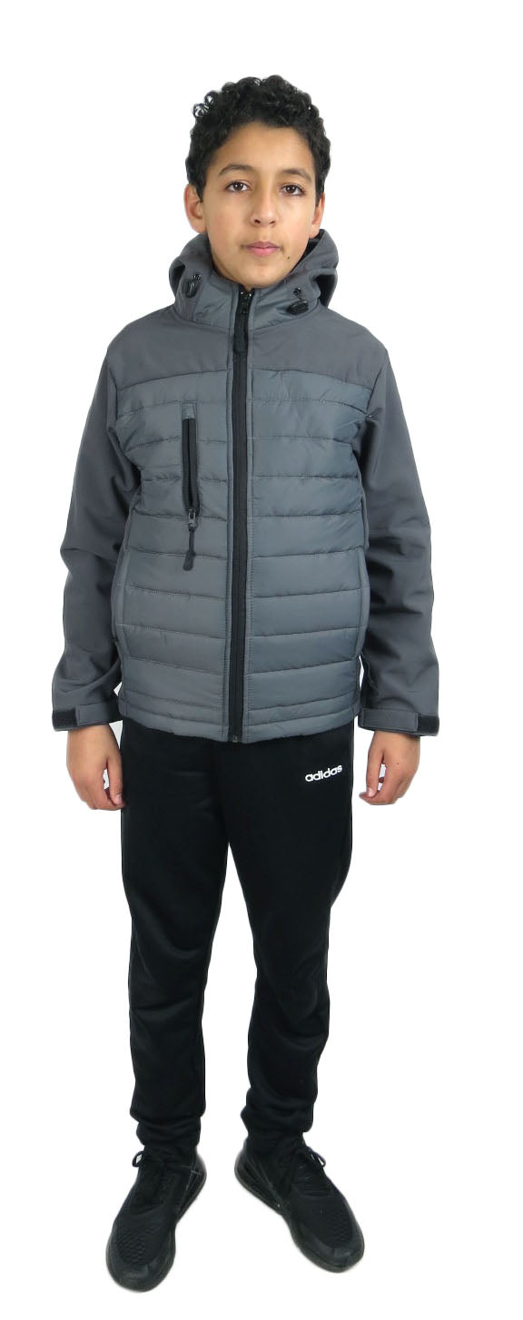 Milo Boys Puffer Fleece Lined Hooded Jackets Grey