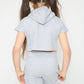 Harmony Girls Hooded Crop Top Kids Plain Summer Short Tracksuit Set Grey