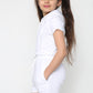 Harmony Girls Hooded Crop Top Kids Plain Summer Short Tracksuit Set Sage White