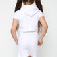 Harmony Girls Hooded Crop Top Kids Plain Summer Short Tracksuit Set Sage White