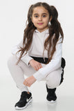 Phoebe Girls Contrast Panel Pull over Hooded Kids Full Tracksuit Dusky Pink