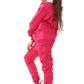 Amy Girls Plain Zip Up Hooded Kids Full Tracksuit Fuchsia