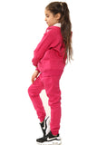 Amy Girls Plain Zip Up Hooded Kids Full Tracksuit Fuchsia