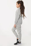 Amy Girls Plain Zip Up Hooded Kids Full Tracksuit Grey