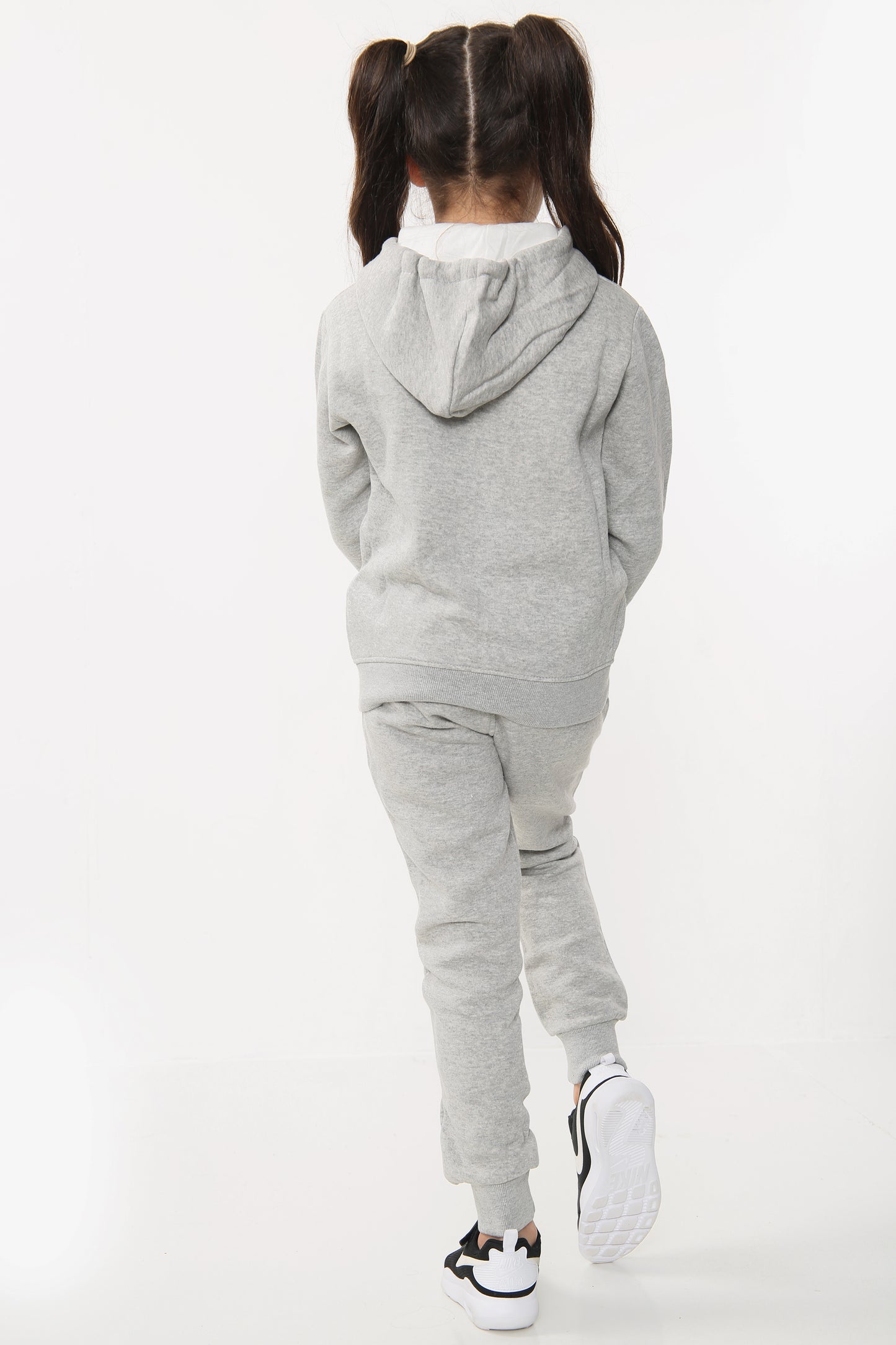 Amy Girls Plain Zip Up Hooded Kids Full Tracksuit Grey