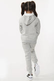 Amy Girls Plain Zip Up Hooded Kids Full Tracksuit Grey