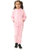 Amy Girls Plain Zip Up Hooded Kids Full Tracksuit Baby Pink