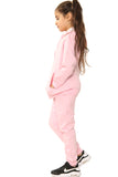 Amy Girls Plain Zip Up Hooded Kids Full Tracksuit Baby Pink