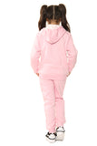 Amy Girls Plain Zip Up Hooded Kids Full Tracksuit Baby Pink