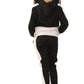 Phoebe Girls Contrast Panel Pull over Hooded Kids Full Tracksuit Black