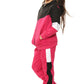 Athena Girls Contrast Zip Up  Hooded Kids Full Tracksuit Black-Fuchsia