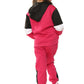 Athena Girls Contrast Zip Up  Hooded Kids Full Tracksuit Black-Fuchsia