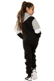 Athena Girls Contrast Zip Up  Hooded Kids Full Tracksuit Black-Grey