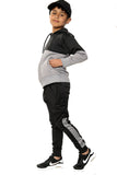 Usain Boys Pull Over Contrast Zip Hooded Tracksuit Black