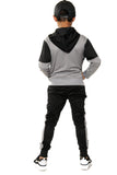 Usain Boys Pull Over Contrast Zip Hooded Tracksuit Black