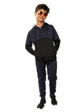 Usain Boys Pull Over Contrast Zip Hooded Tracksuit Navy