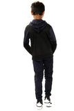 Usain Boys Pull Over Contrast Zip Hooded Tracksuit Navy