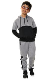 Usain Boys Pull Over Contrast Zip Hooded Tracksuit Steel