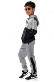 Usain Boys Pull Over Contrast Zip Hooded Tracksuit Steel