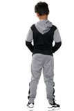 Usain Boys Pull Over Contrast Zip Hooded Tracksuit Steel