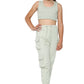 Dara Girls Cargo Jogger Crop Top Tracksuit Sage Green