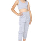 Dara Girls Cargo Jogger Crop Top Tracksuit Grey
