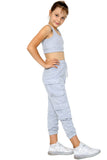 Dara Girls Cargo Jogger Crop Top Tracksuit Grey