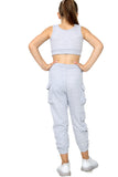 Dara Girls Cargo Jogger Crop Top Tracksuit Grey