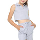 Marina Girls Zip Crop Top Summer Short Tracksuit Set Grey