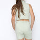 Marina Girls Zip Crop Top Summer Short Tracksuit Set Sage Green