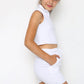 Marina Girls Zip Crop Top Summer Short Tracksuit Set Sage White
