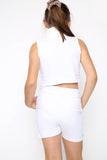 Marina Girls Zip Crop Top Summer Short Tracksuit Set Sage White