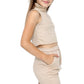 Marina Girls Zip Crop Top Summer Short Tracksuit Set Sage Stone