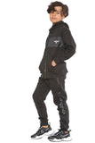 Boys DLX  Zip Contrast  Hooded Tracksuit Black