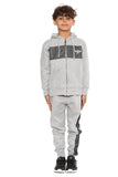 Boys DLX  Zip Contrast  Hooded Tracksuit Grey