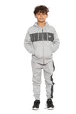 Boys DLX  Zip Contrast  Hooded Tracksuit Grey