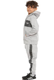 Boys DLX  Zip Contrast  Hooded Tracksuit Grey