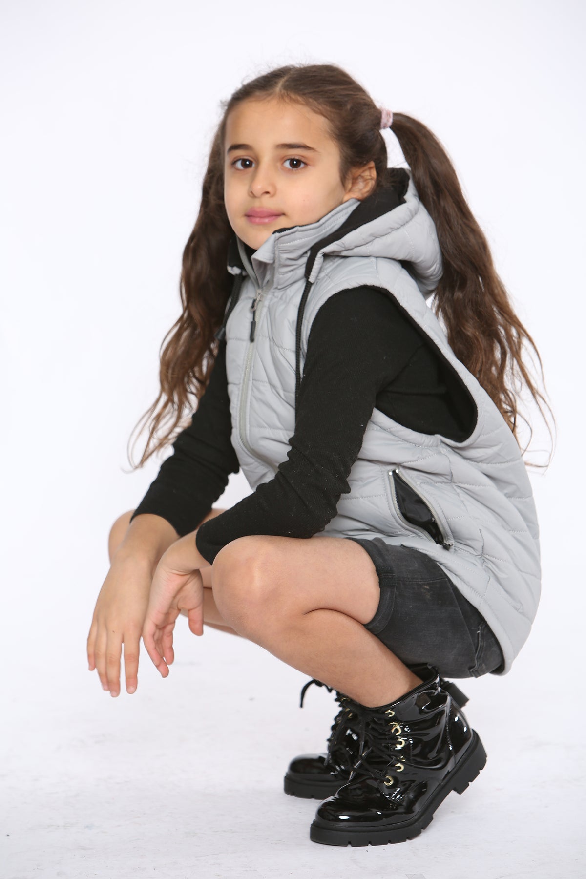 Raphael Unisex Kids Gilets Hooded Body Warmer Grey