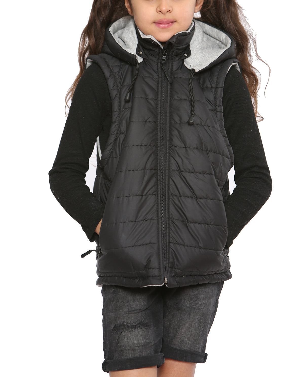 Raphael Unisex Kids Gilets Hooded Body Warmer Black