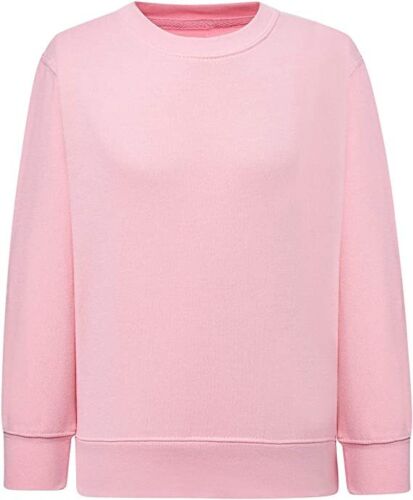 Boys Girls School Classic Sweater Kids Plain Fleece Longe Sleeve Sweatshirt Jumper Pink