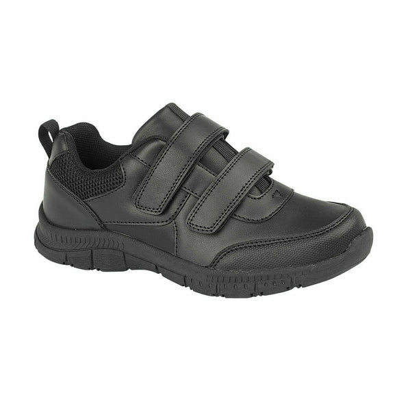 Tucker Boys Triple Touch Strap School Sports Shoes Black