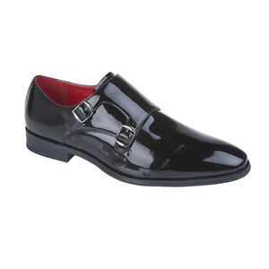 Turnberry Mens patent formal monk shoe with contrast red lining