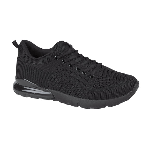 Strike Mens Lace Up Comfort Trainers Black