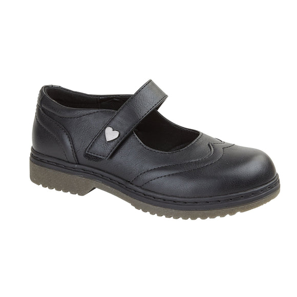 Girls Mary Jane Loafers Comfort Shoes Black Pu