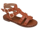 Athena Girls  Studded Buckle Gladiator Sandals Camel