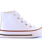 James Kids High Top Lace Faux Leather Trainers White School Shoes