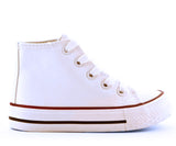 James Kids High Top Lace Faux Leather Trainers White School Shoes