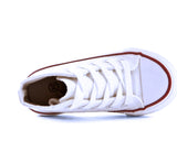 James Kids High Top Lace Faux Leather Trainers White School Shoes